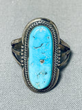 Old Authentic Vintage Native American Navajo Brilliant Blue Turquoise Sterling Silver Ring-Nativo Arts