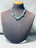 Wonderful Vintage Native American Navajo Kingman Turquoise Sterling Silver Necklace-Nativo Arts