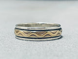 Zig Zag Gold Native American Navajo Sterling Silver Sun Ring-Nativo Arts