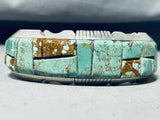 Amazing Vintage Native American Navajo Royston Turquoise Cobble Inlay Sterling Silver Bracelet-Nativo Arts
