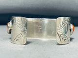 Important Vintage Native American Zuni Coral Sterling Silver Turqauois Eyes Snake Bracelet-Nativo Arts