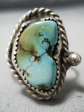 Intense Vintage Native American Navajo Royston Turquoise Sterling Silver Ring Old-Nativo Arts