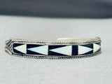 Beautiful Vintage Native American Zuni Opal Sterling Silver Bracelet Signed Joe Zunie-Nativo Arts