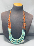 Native American Best Vintage Santo Domingo Green Turquoise Heishi Sterling Silver Necklace-Nativo Arts