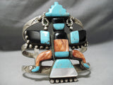 Huge Vintage Native American Navajo Turquoise Kachina Sterling Silver Bracelet Old-Nativo Arts