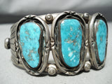 Thick Heavy Vintage Native American Navajo Old Morenci Turquoise Sterling Silver Bracelet-Nativo Arts
