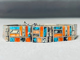 One Of The Most Intricate Vintage Native American Navajo Turquoise Sterling Silver Bracelet-Nativo Arts
