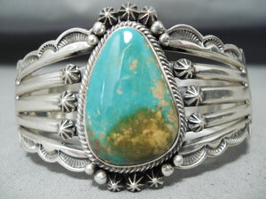 Aaron Toadlena Dynamic Vintage Native American Navajo Royston Turquoise Sterling Silver Bracelet-Nativo Arts