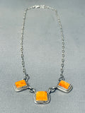 Fantastic Native American Navajo Spiny Oyster Sterling Silver Necklace-Nativo Arts