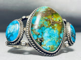 Earth Turquoise Vintage Native American Navajo Sterling Silver Bracelet Old-Nativo Arts