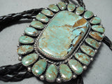 Xxl Signed Navajo Native American Royston Turquoise Sterling Silver Bolo Tie-Nativo Arts
