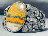 Gigantic San Felipe Huge Honeybee Oval Sterling Silver Leaves Bracelet-Nativo Arts
