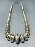 Hand Hammered Sterling Silver Vintage Native American Navajo Bead Necklace-Nativo Arts
