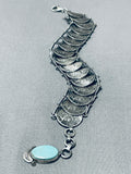 Advanced Workmanship Native American Navajo Turquoise Dime Sterling Silver Link Bracelet-Nativo Arts