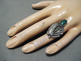 Marvelous Vintage Native American Navajo Cerrillos Turquoise Sterling Silver Ring Old-Nativo Arts