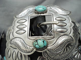 Hand Tooled Vintage Native American Navajo Spiderweb Turquoise Sterling Silver Concho Belt-Nativo Arts