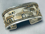 Dynamic Native American Navajo Sterling Silver & 12k Gold Storyteller Bracelet Signed-Nativo Arts
