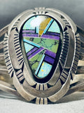 Tommy Lewis Vintage Native American Navajo Turquoise Sugulite Sterling Silver Bracelet-Nativo Arts