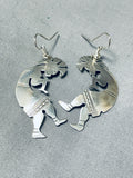 Important Native American Navajo Sterling Silver Kokopelli Earrings-Nativo Arts