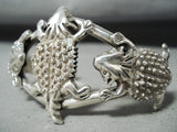 Distinctive Native American Navajo Sterling Silver Horny Toad Bracelet-Nativo Arts