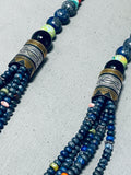 Authentic Singer Lapis Vintage Native American Navajo Sterling Silver Turquoise Necklace-Nativo Arts
