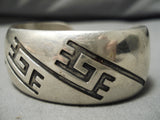 Exceptional Vintage Native American Navajo Platero Geomtric Sterling Silver Bracelet-Nativo Arts