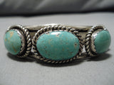 Stunning Vintage Native American Navajo Royston Turquoise Thick Sterling Silver Bracelet Heavy-Nativo Arts