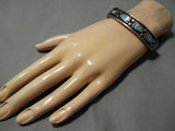 Magnificent Vintage Native American Navajo Morenci Turquoise Sterling Silver Bracelet Old-Nativo Arts