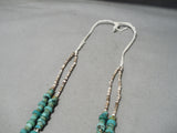 One Of The Best Vintage Native American Navajo Royston Turquoise Heishi Necklace Old-Nativo Arts