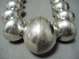 Astonishing Navajo Native American Sterling Silver Huge Pillow Beads Necklace-Nativo Arts