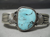 Thick Heavy Vintage Native American Navajo Blue Diamond Turquoise Sterling Silver Bracelet-Nativo Arts