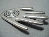 Fascinating Vintage Navajo Native American Sterling Silver Hand Pin Pendant-Nativo Arts