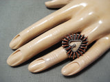Marvelous Navajo Coral Sterling Silver Heart Ring Native American-Nativo Arts