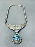Important Godber Turquoise Vintage Native American Navajo Sterling Silver Necklace-Nativo Arts