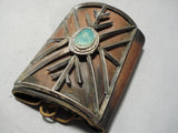 Early Vintage Native American Navajo 1920's/30's Green Turquoise Sterling Silver Ketoh Bracelet-Nativo Arts