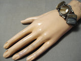 One Of Best Early 1900's Vintage Native American Navajo Ingot Silver Petrified Wood Bracelet-Nativo Arts