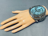 Native American One Of The Most Intricate Ever Hand Carved Turquoise Sterling Silver Bracelet-Nativo Arts