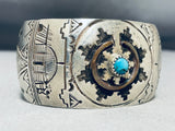 Rare Vintage Native American Hopi Signed Kingman Turquoise Sterling Silver Storyteller Bracelet-Nativo Arts