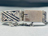 Important Hand Carved Cal Begay Sterling Silver Vintage Bracelet-Nativo Arts