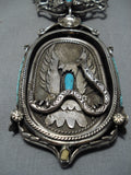 One Of Best Vintage Navajo Turquoise Sterling Silver Native American Necklace-Nativo Arts