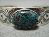 Important Native American Navajo Jeanette Dale Battle Mntn Turquoise Sterling Silver Bracelet-Nativo Arts