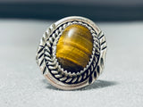 Fascinating Native American Navajo Tigers Eye Sterling Silver Ring-Nativo Arts