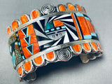 One Of The Most Intricate Vintage Native American Zuni Turquoise Sterling Silver Bracelet-Nativo Arts