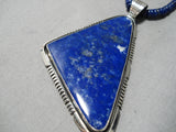 Electrifying Vintage Native American Navajo Lapis Sterling Silver Necklace Old-Nativo Arts