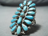 Louis Morgan Vintage Native American Navajo Turquoise Cluster Sterling Silver Ring Old-Nativo Arts