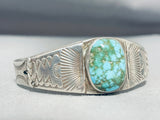 Mesmerizing Vintage Native American Navajo Carico Lake Turquoise Sterling Silver Cuff-Nativo Arts