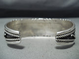 Marie Thompson Vintage Native American Navajo 7 Kingman Turquoise Sterling Silver Bracelet Old-Nativo Arts