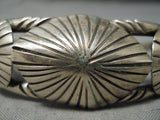 Hand Tooled Vintage Native American Navajo Concho Sterling Silver Bracelet Old-Nativo Arts