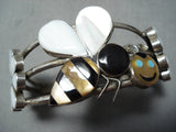 Native American One Of The Most Detailed Vintage Zuni Bee Sterling Silver Turquoise Bracelet-Nativo Arts