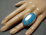 Incredible Vintage Native American Navajo Ray Jack Huge Turquoise Sterling Silver Ring-Nativo Arts